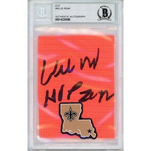 Willie Roaf Signed Saints Football TD Pylon Piece Beckett Autograph Slab BAS COA
